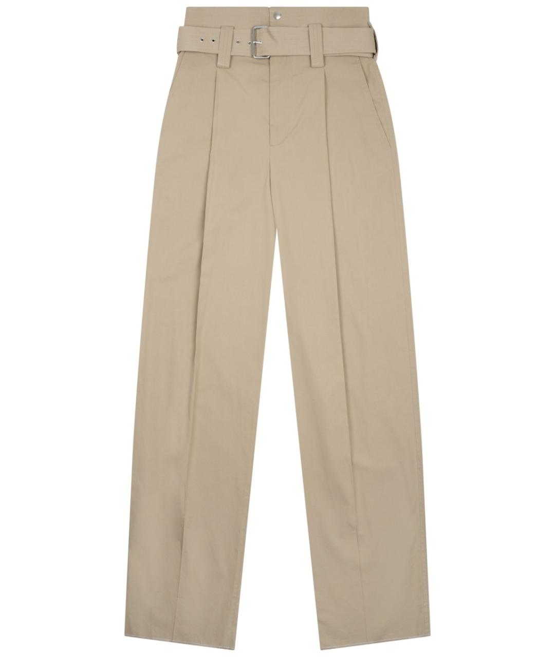 BOTTEGA VENETA Бежевые хлопковые прямые брюки, фото 1