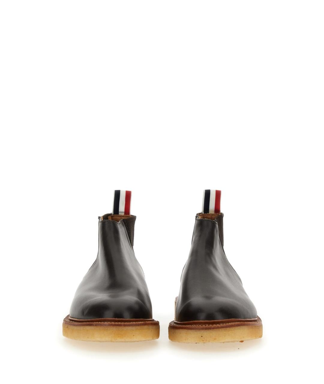 THOM BROWNE Коричневые кожаные низкие ботинки, фото 4