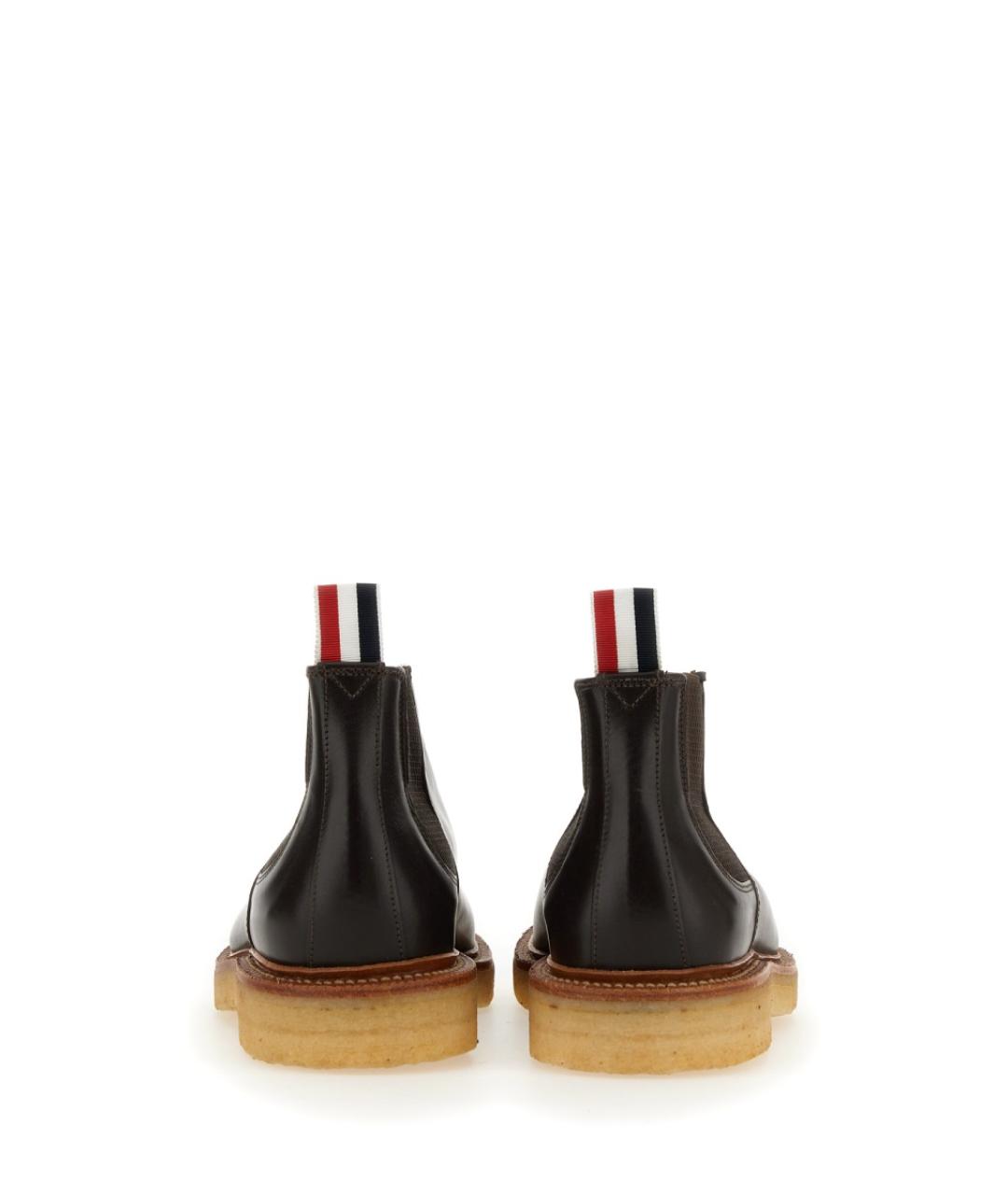 THOM BROWNE Коричневые кожаные низкие ботинки, фото 3