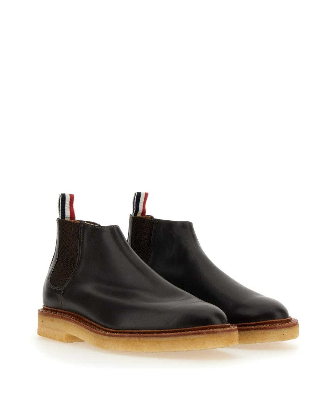 THOM BROWNE Коричневые кожаные низкие ботинки, фото 2