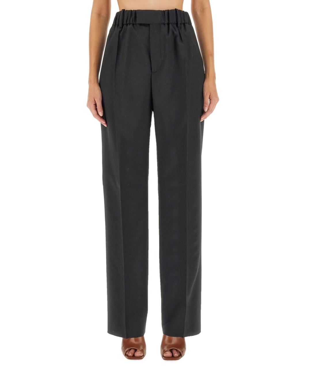 BOTTEGA VENETA Черные шерстяные прямые брюки, фото 1