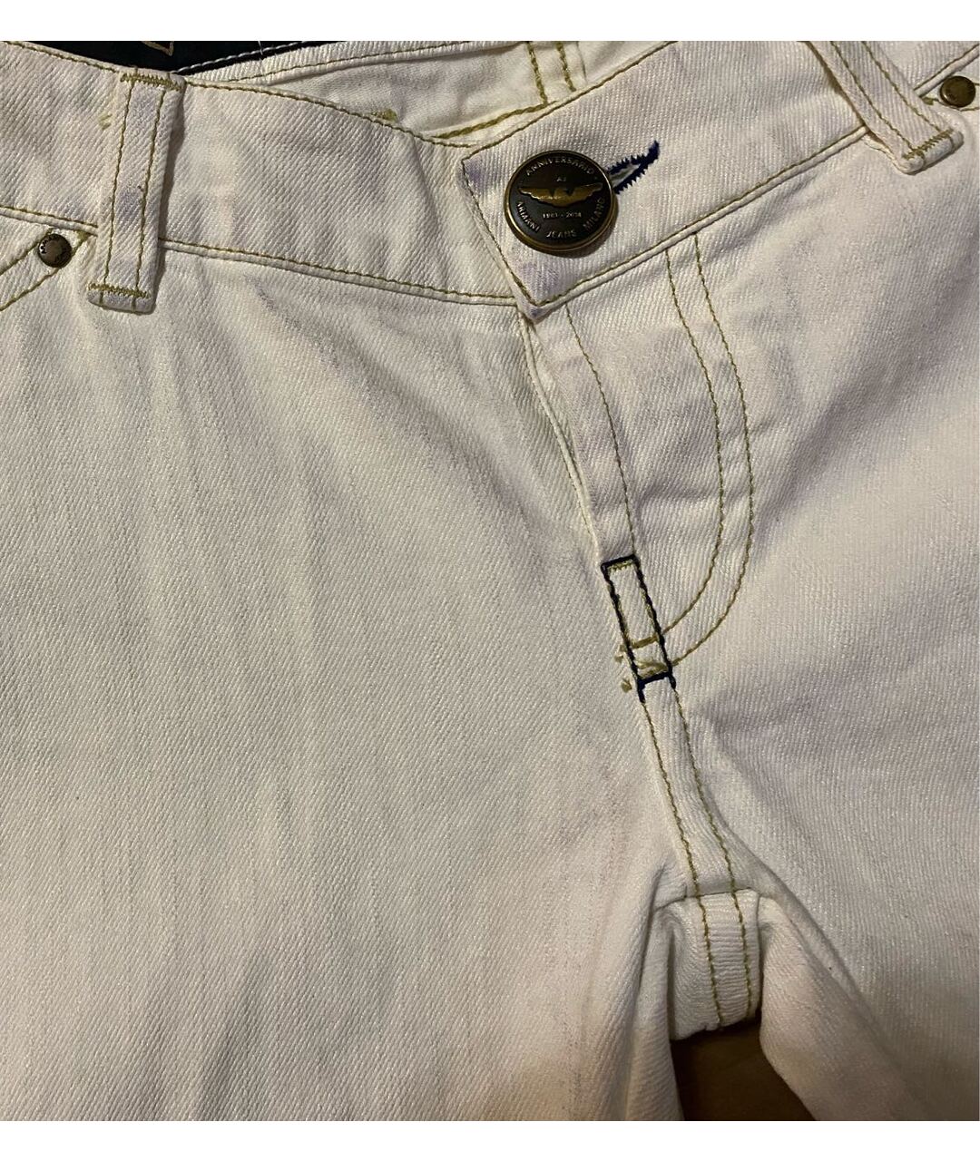 ARMANI JEANS Белые хлопко-эластановые джинсы слим, фото 5