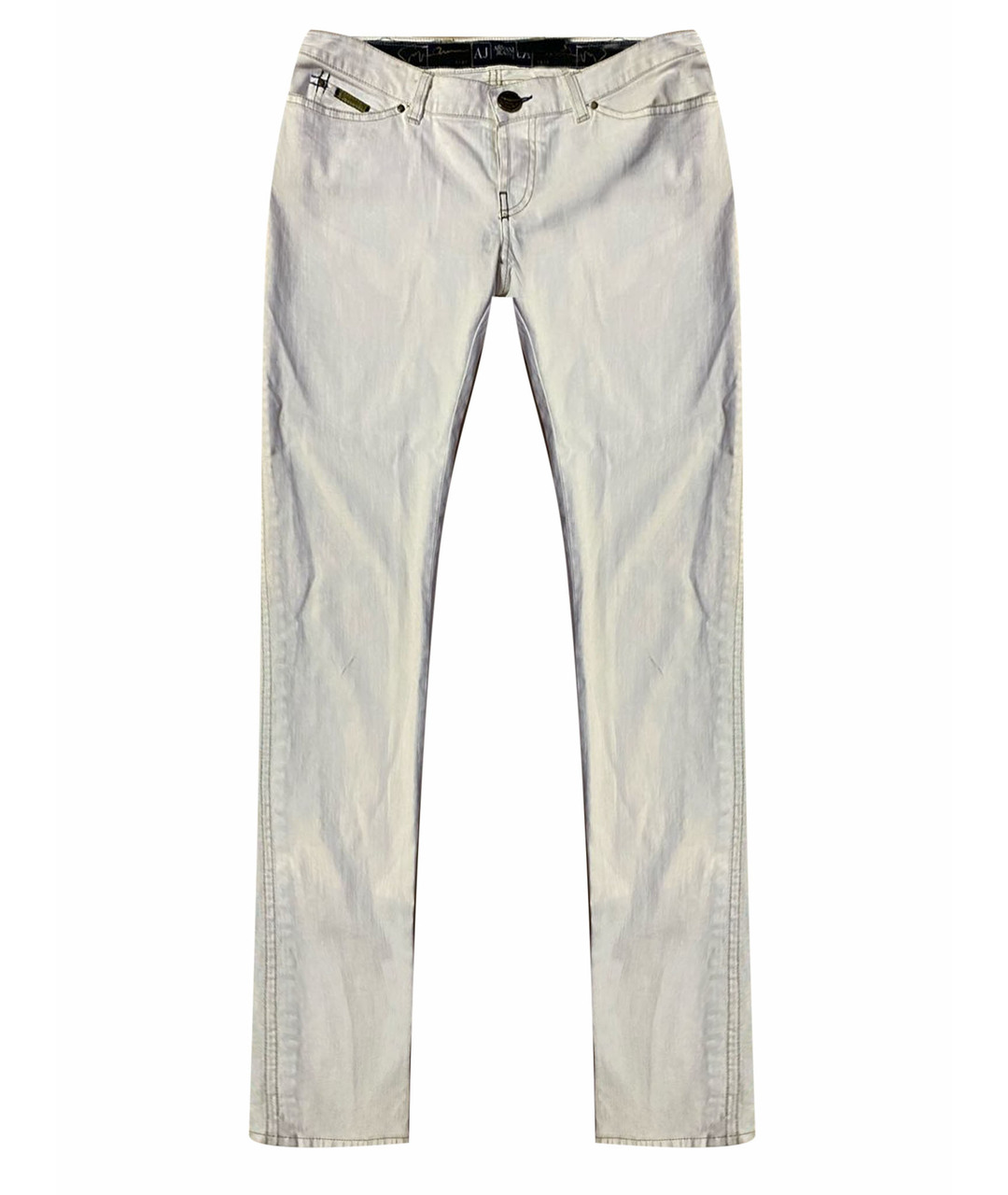 ARMANI JEANS Белые хлопко-эластановые джинсы слим, фото 1
