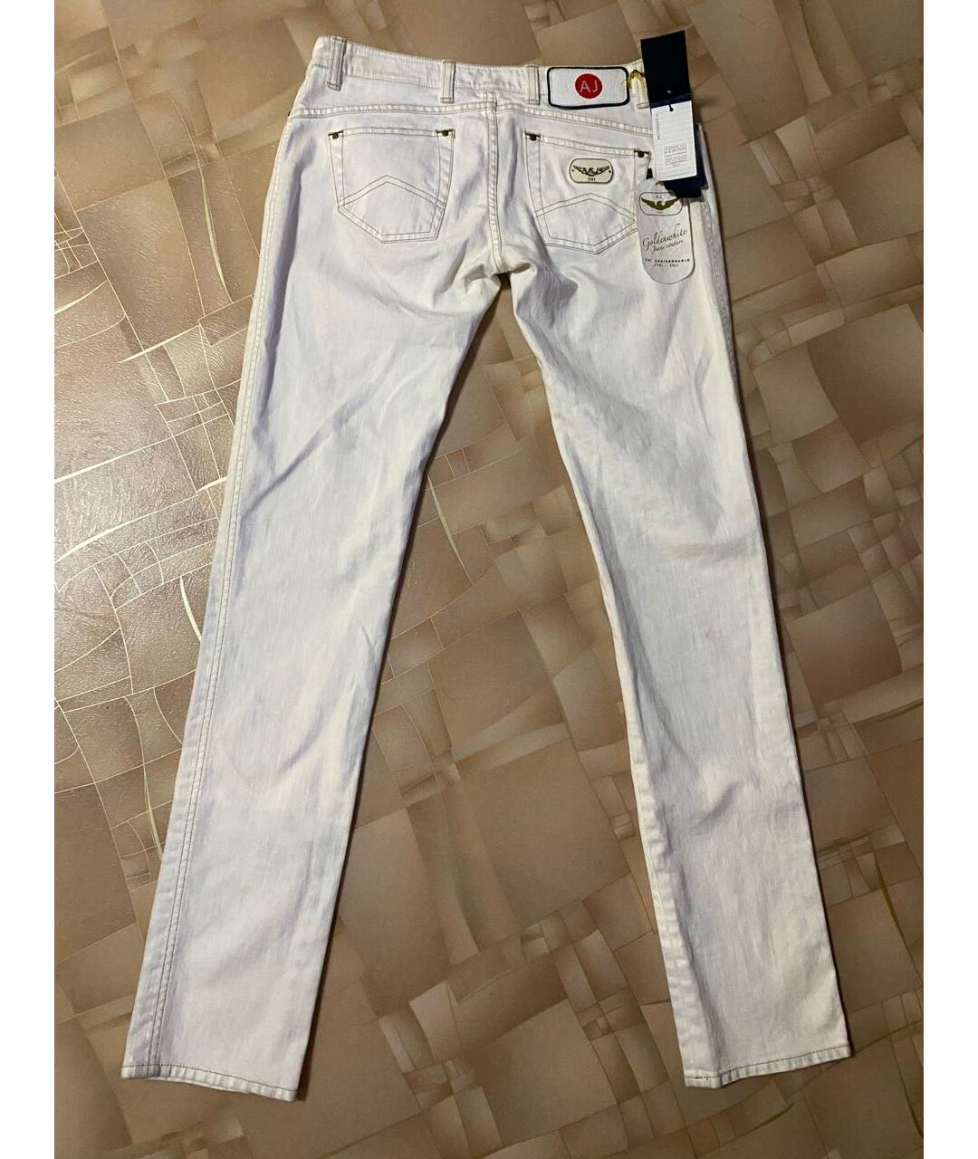 ARMANI JEANS Белые хлопко-эластановые джинсы слим, фото 2