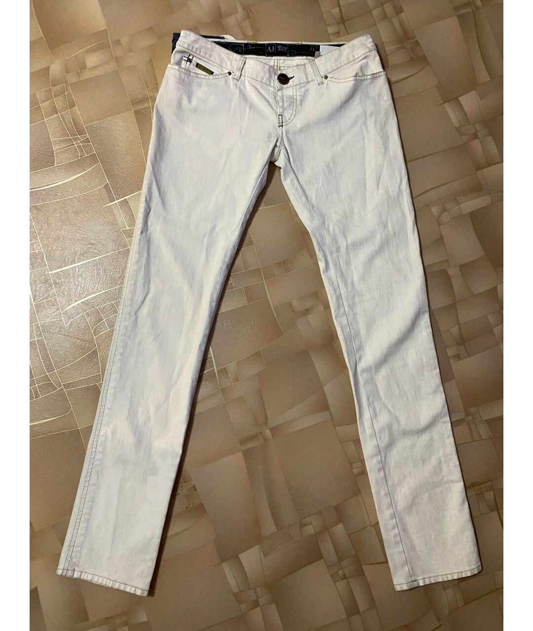 ARMANI JEANS Белые хлопко-эластановые джинсы слим, фото 7