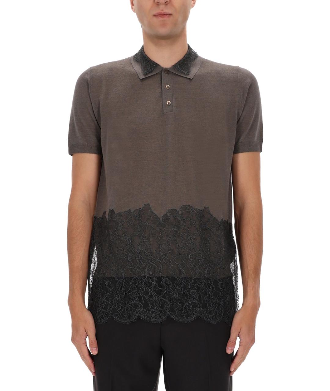 FENDI Серое поло с коротким рукавом, фото 1