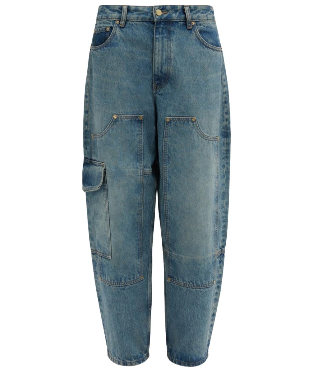 GANNI Синие хлопковые прямые джинсы, фото 1