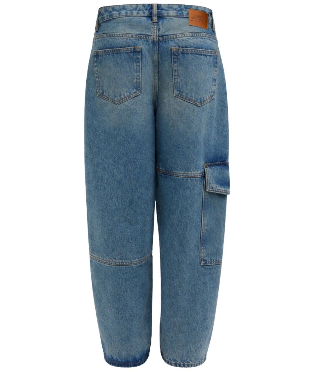 GANNI Синие хлопковые прямые джинсы, фото 2