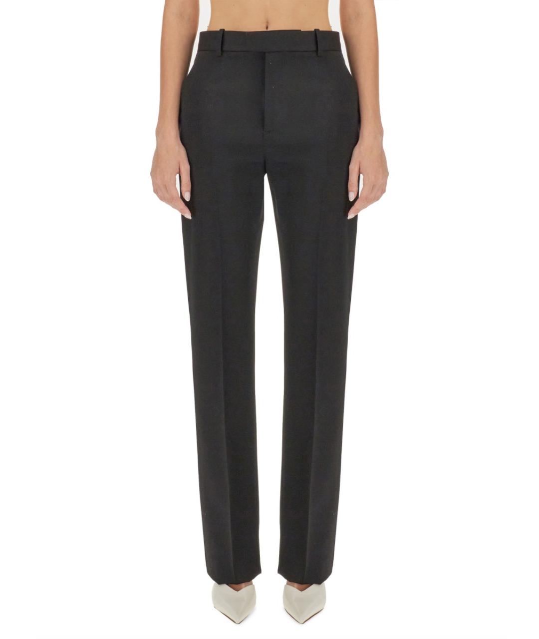 BOTTEGA VENETA Черные шерстяные прямые брюки, фото 1