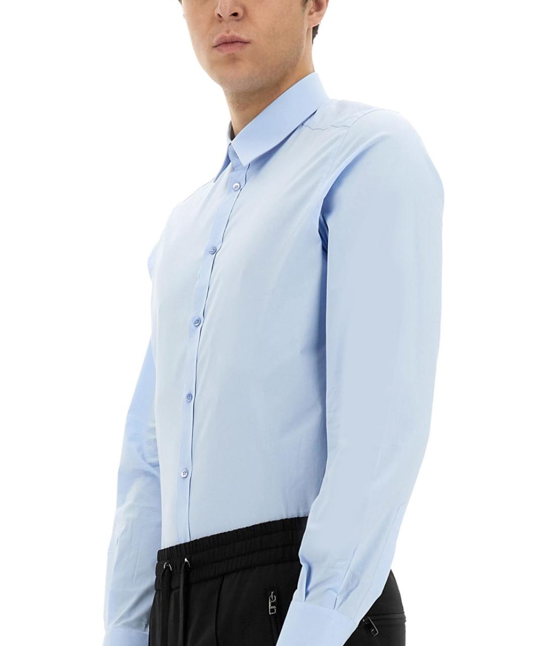 DOLCE&GABBANA Голубая хлопковая классическая рубашка, фото 4