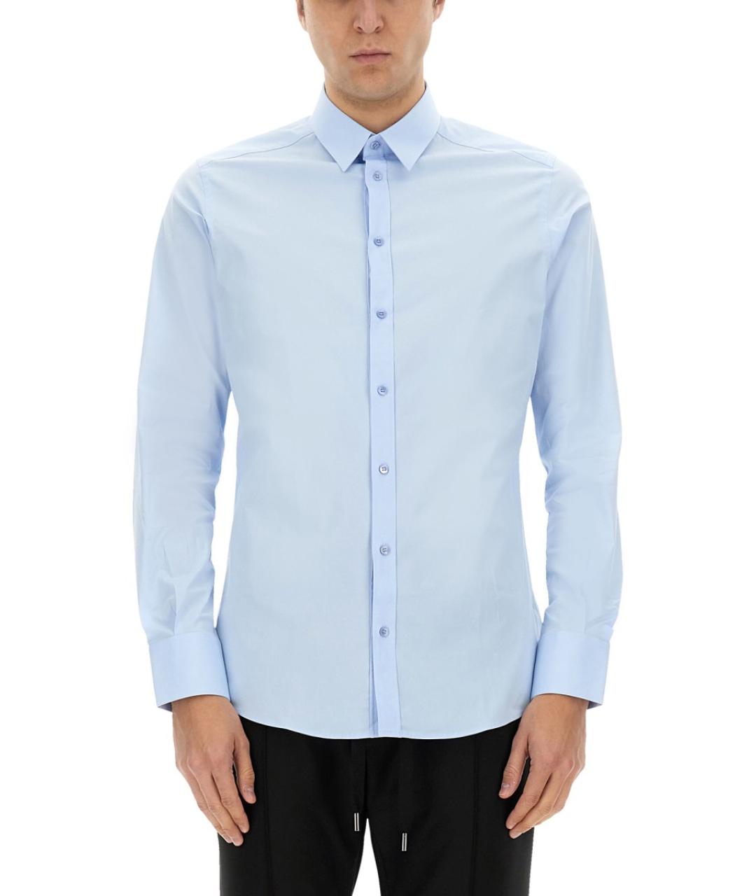 DOLCE&GABBANA Голубая хлопковая классическая рубашка, фото 1