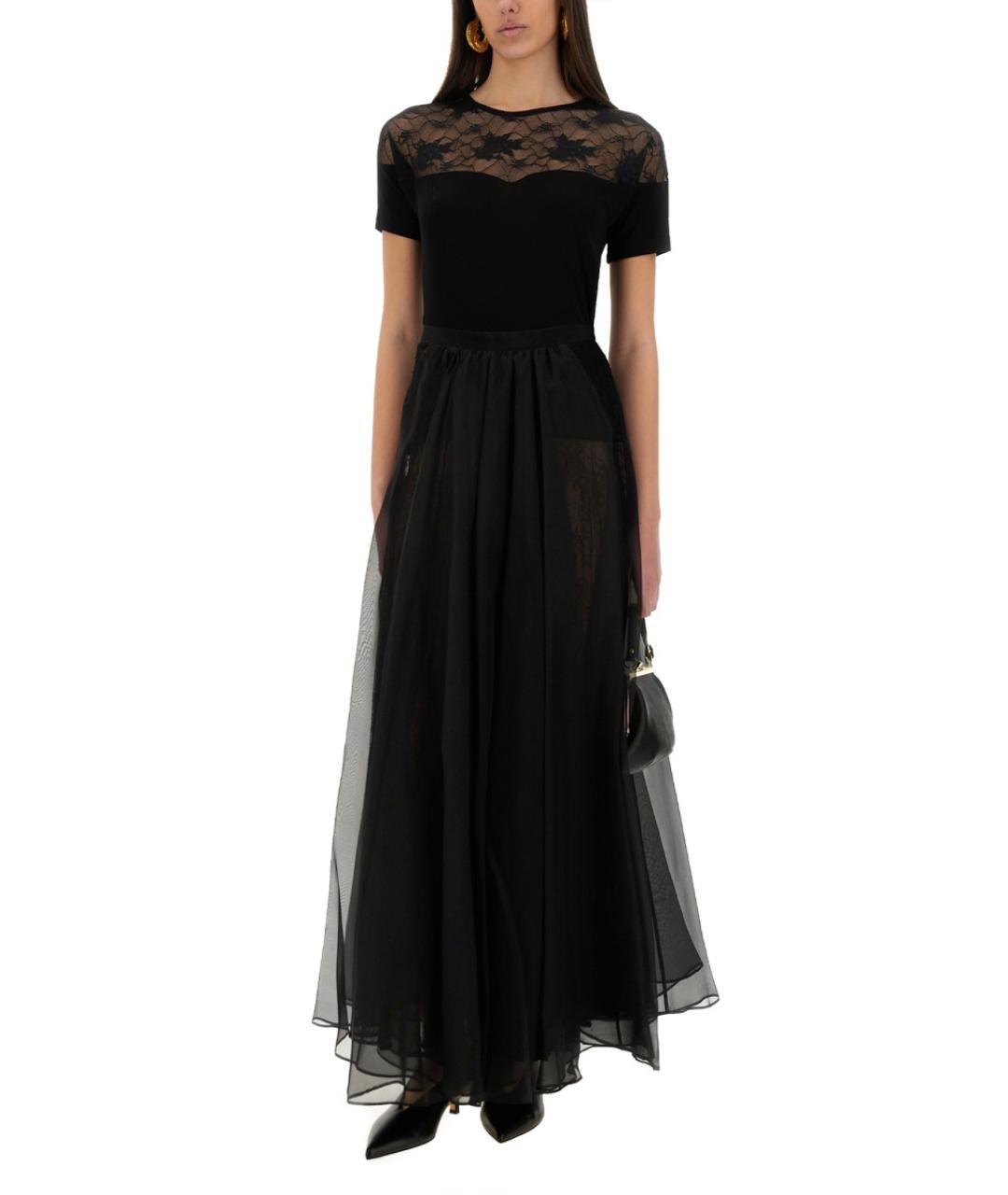 NINA RICCI Черная шелковая юбка макси, фото 3