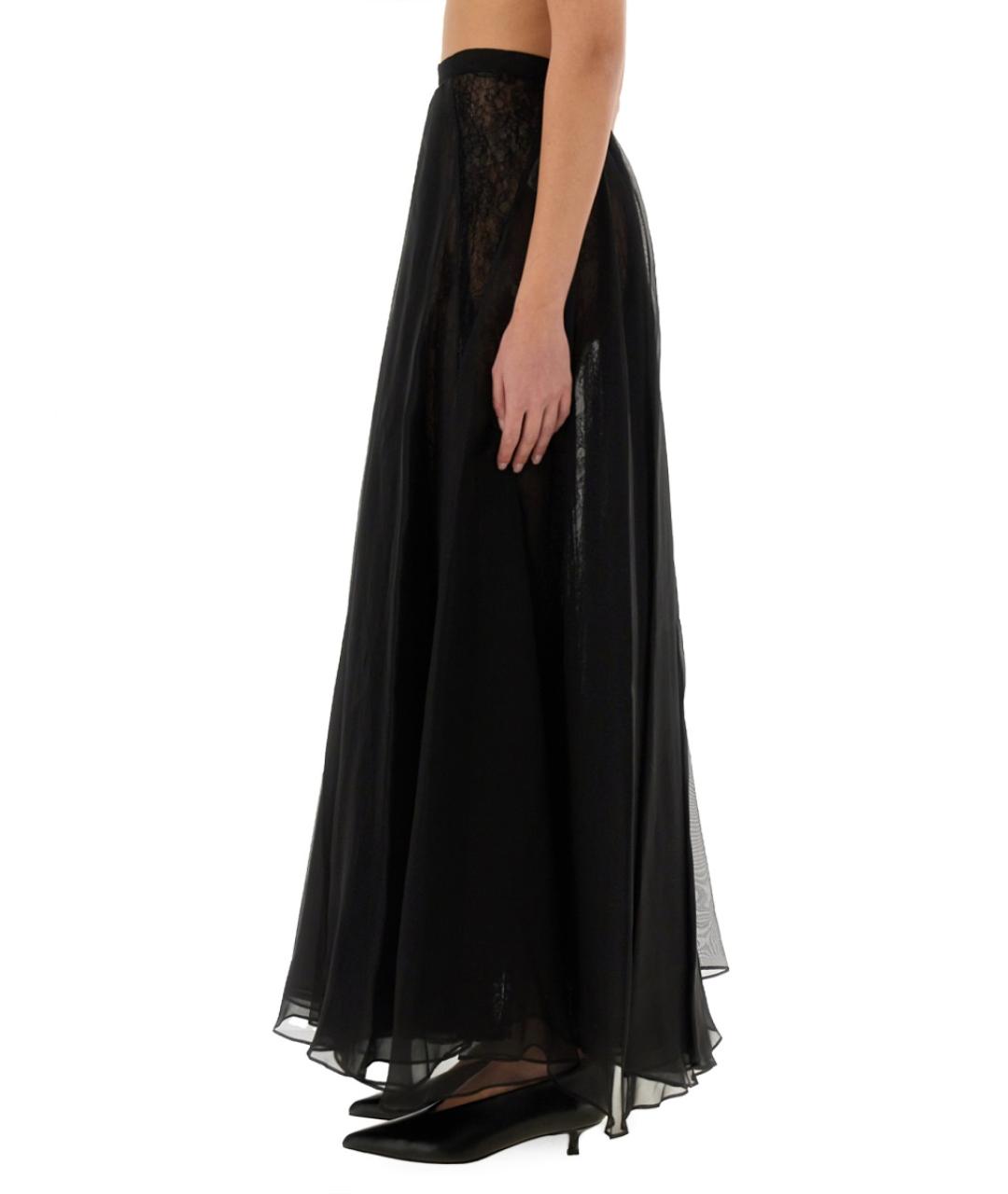 NINA RICCI Черная шелковая юбка макси, фото 5