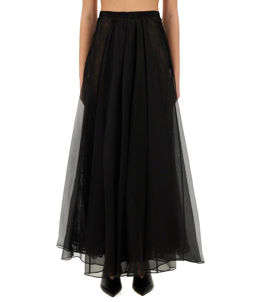 NINA RICCI Черная шелковая юбка макси, фото 2