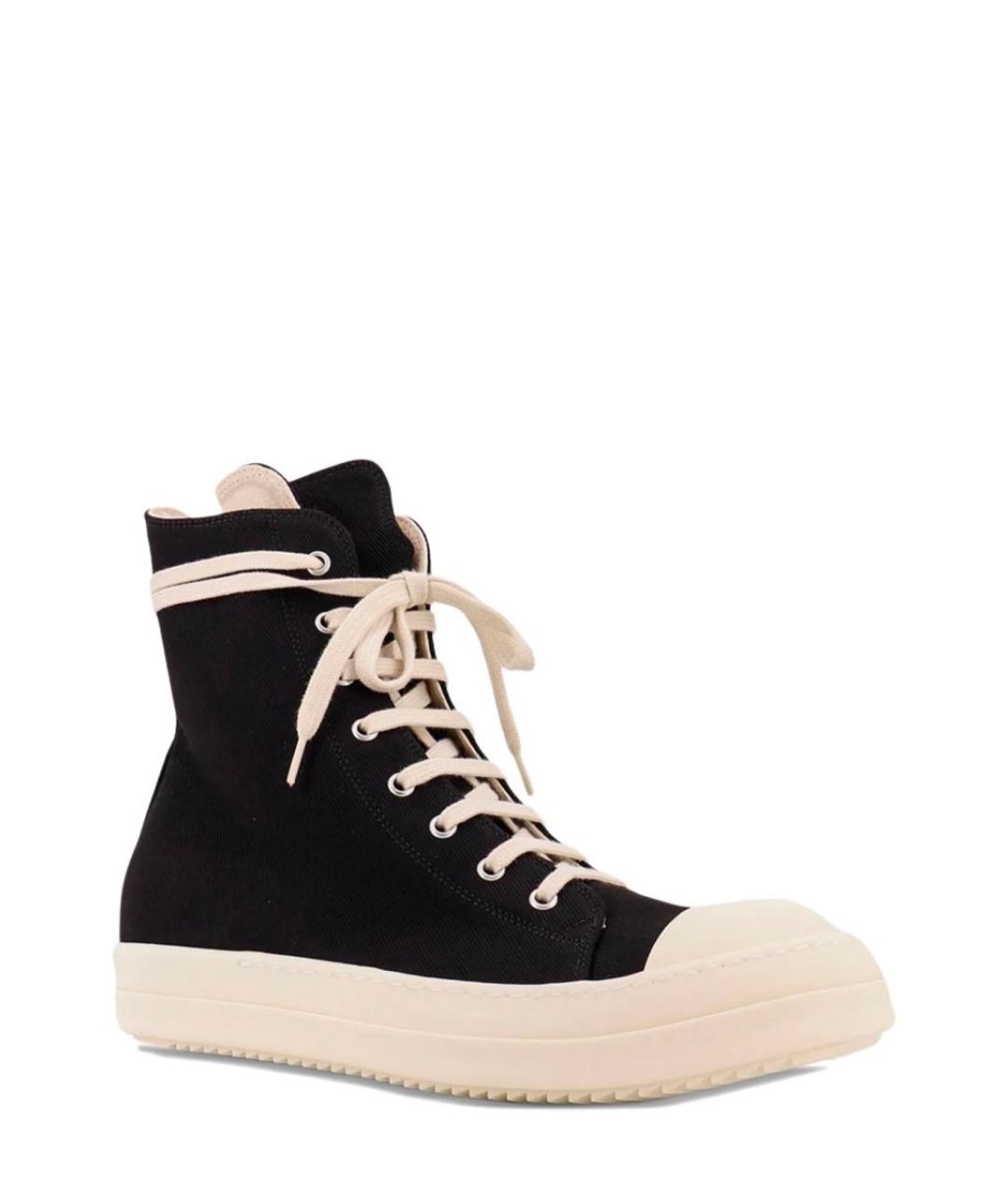 RICK OWENS DRKSHDW Черные текстильные высокие кроссовки / кеды, фото 2