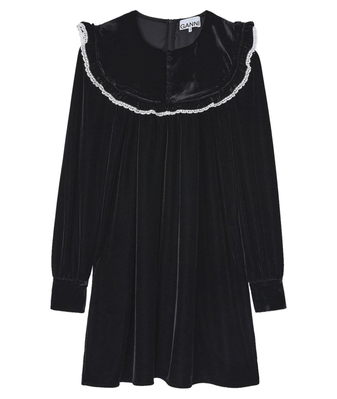 GANNI Черное полиэстеровое повседневное платье, фото 1