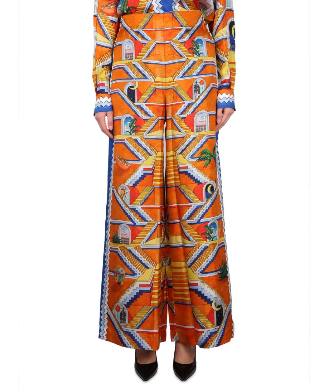 CASABLANCA Мульти шелковые прямые брюки, фото 5