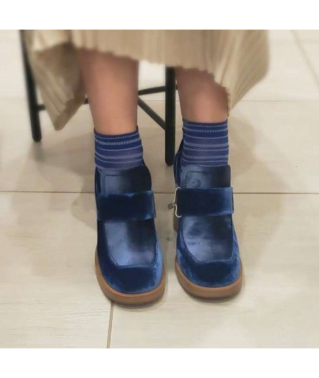 MARNI Синие бархатные туфли, фото 2