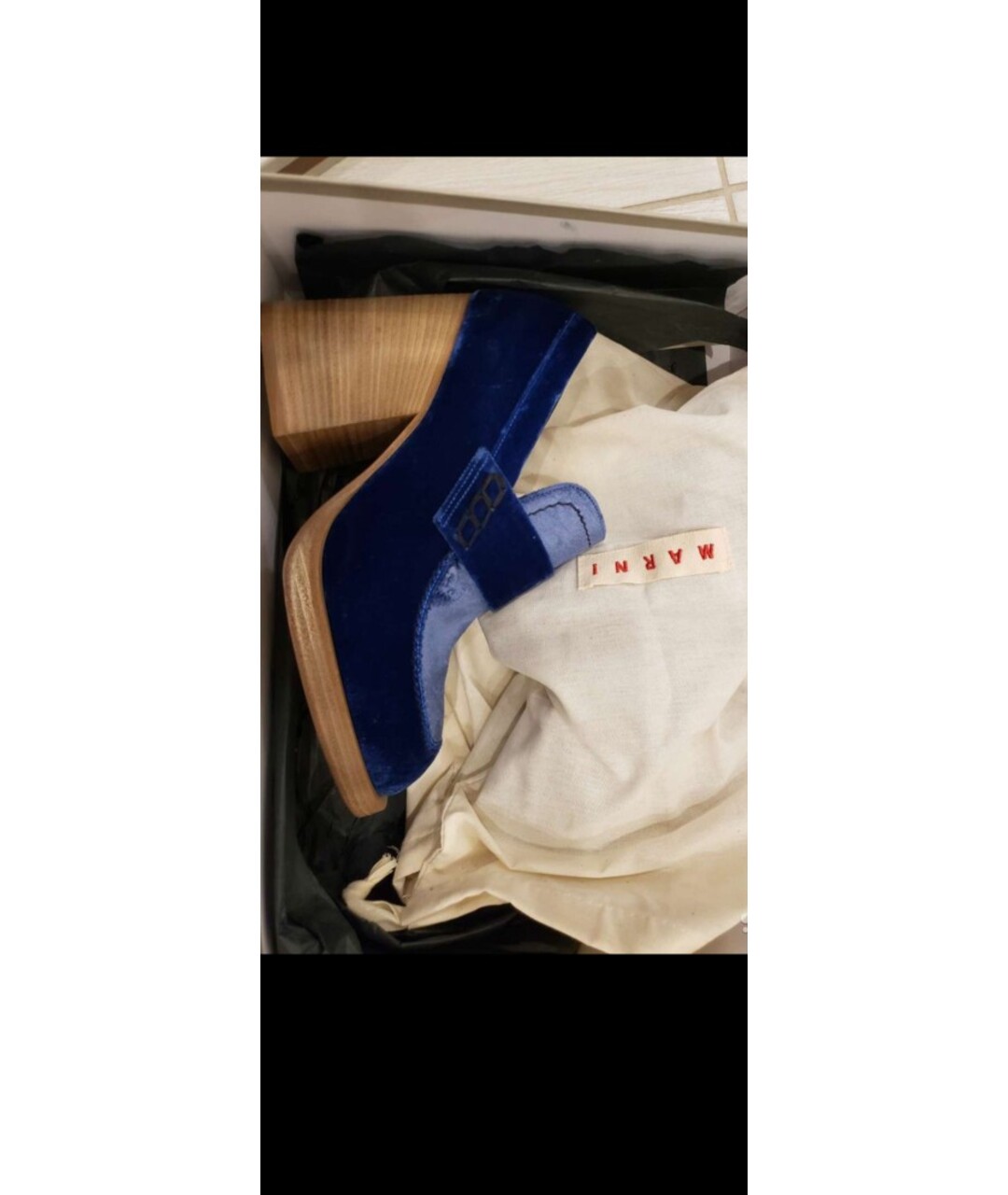 MARNI Синие бархатные туфли, фото 3