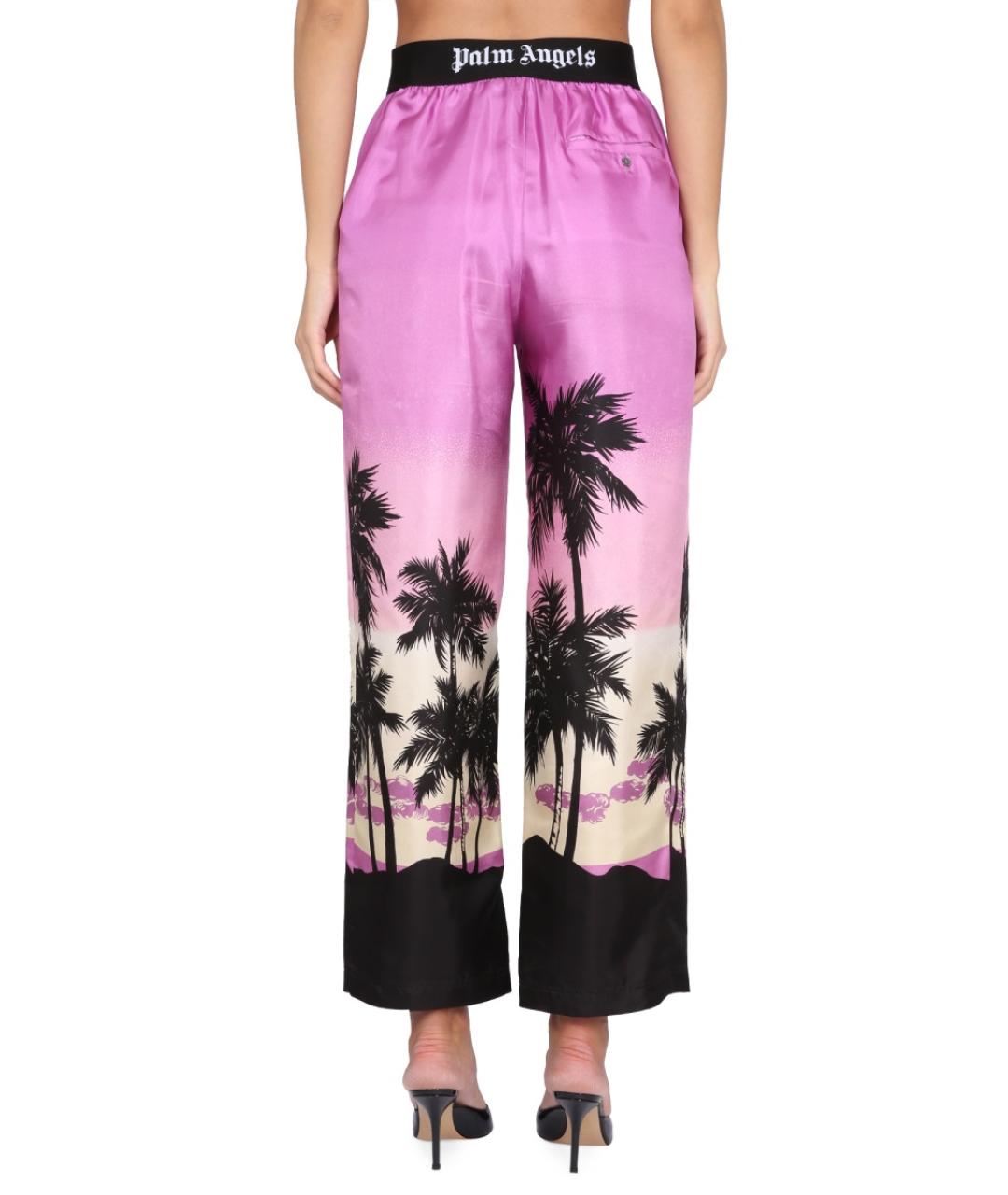 PALM ANGELS Фиолетовые полиэстеровые прямые брюки, фото 4