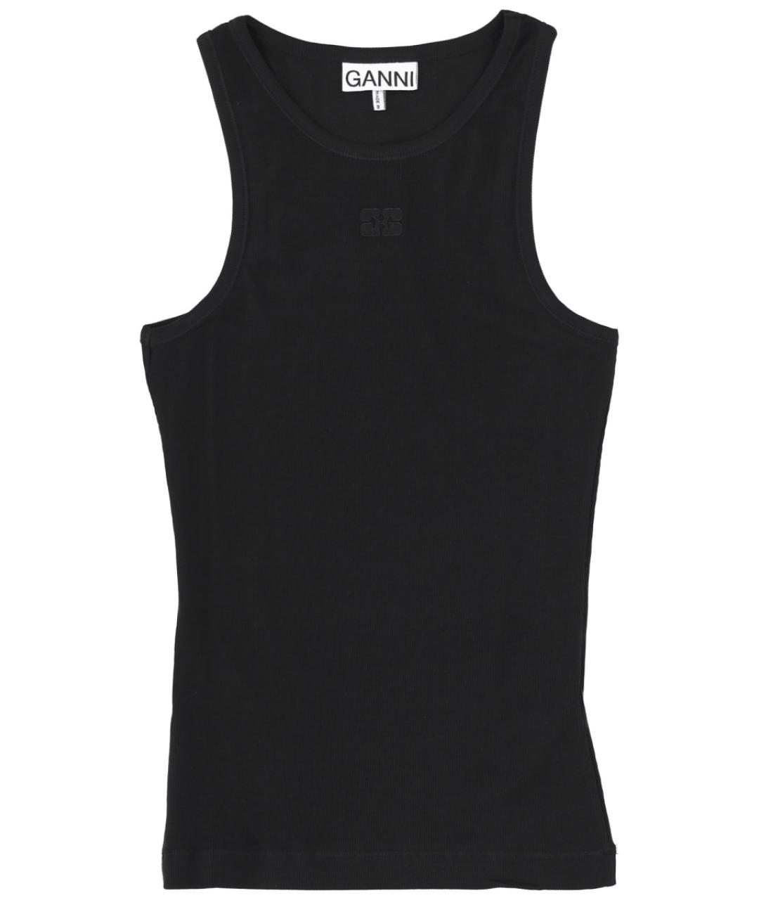 GANNI Черная хлопковая майка, фото 1