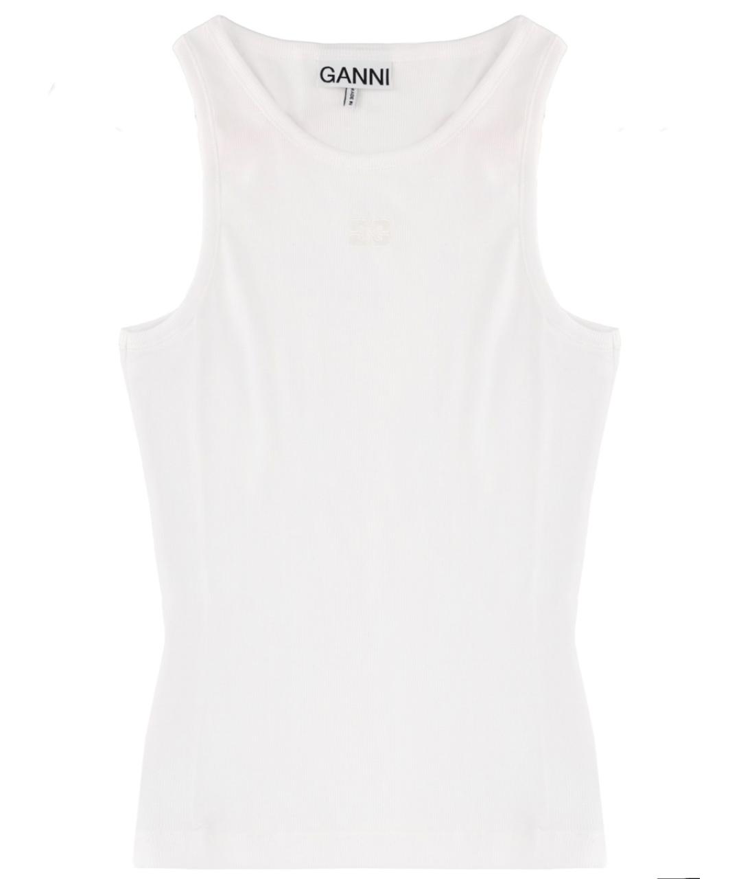 GANNI Белая хлопковая майка, фото 1