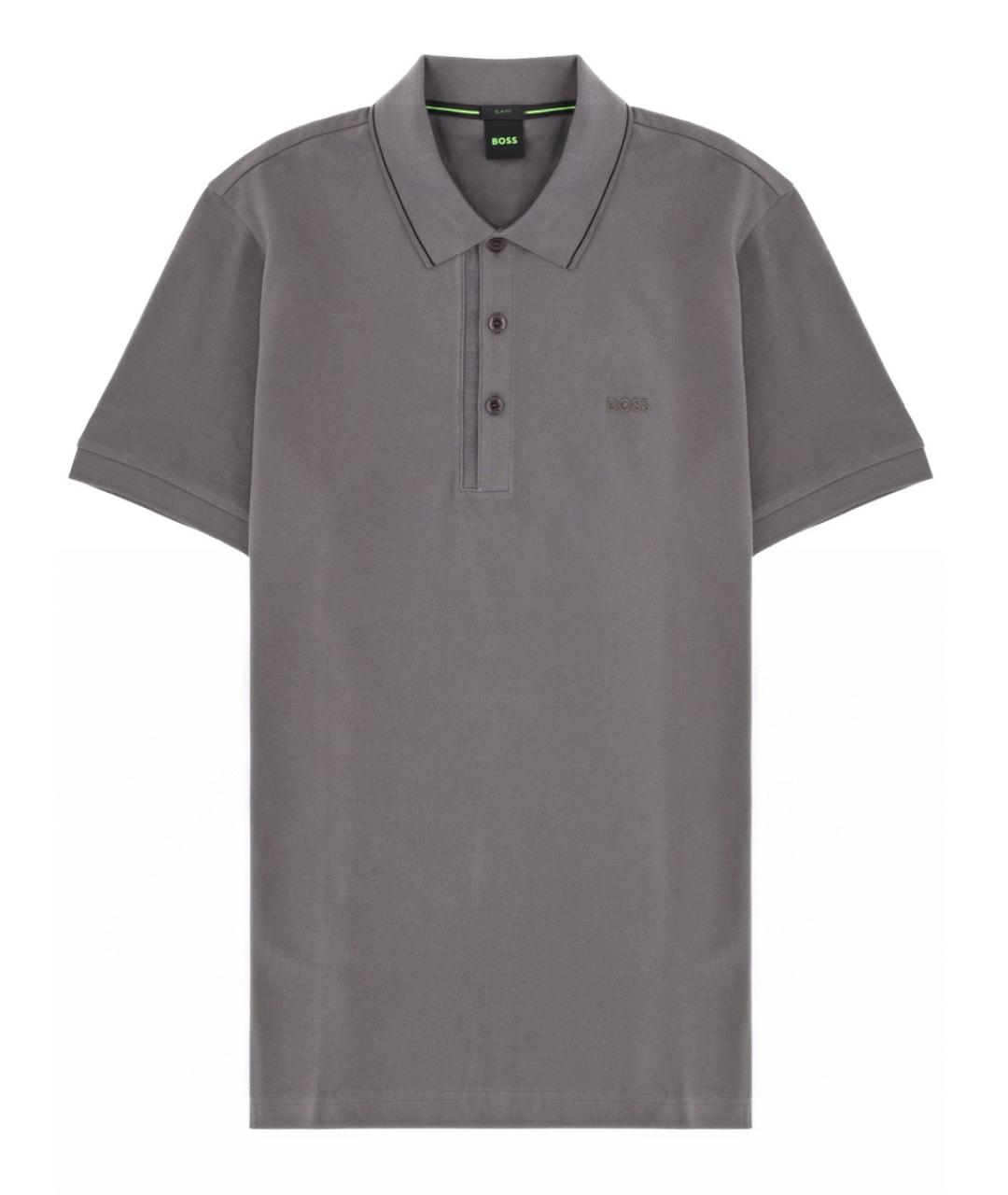 HUGO BOSS Серое хлопковое поло с коротким рукавом, фото 1