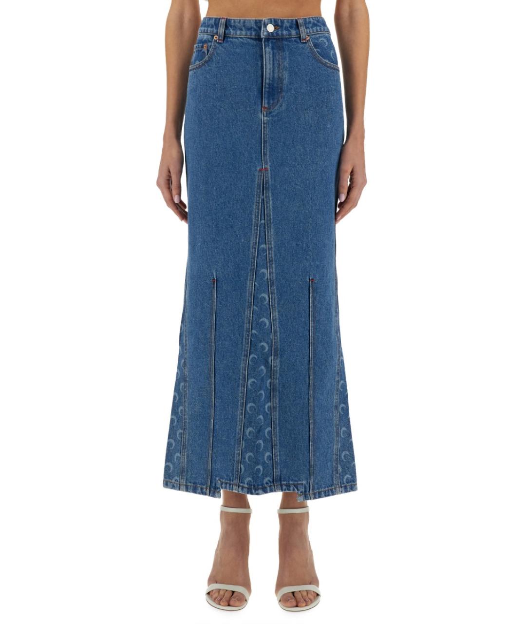 MARINE SERRE Синяя хлопковая юбка миди, фото 1