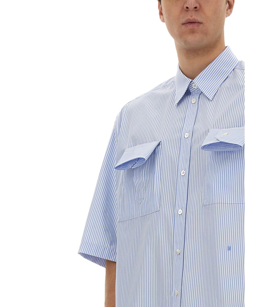 MOSCHINO Голубая хлопковая кэжуал рубашка, фото 4