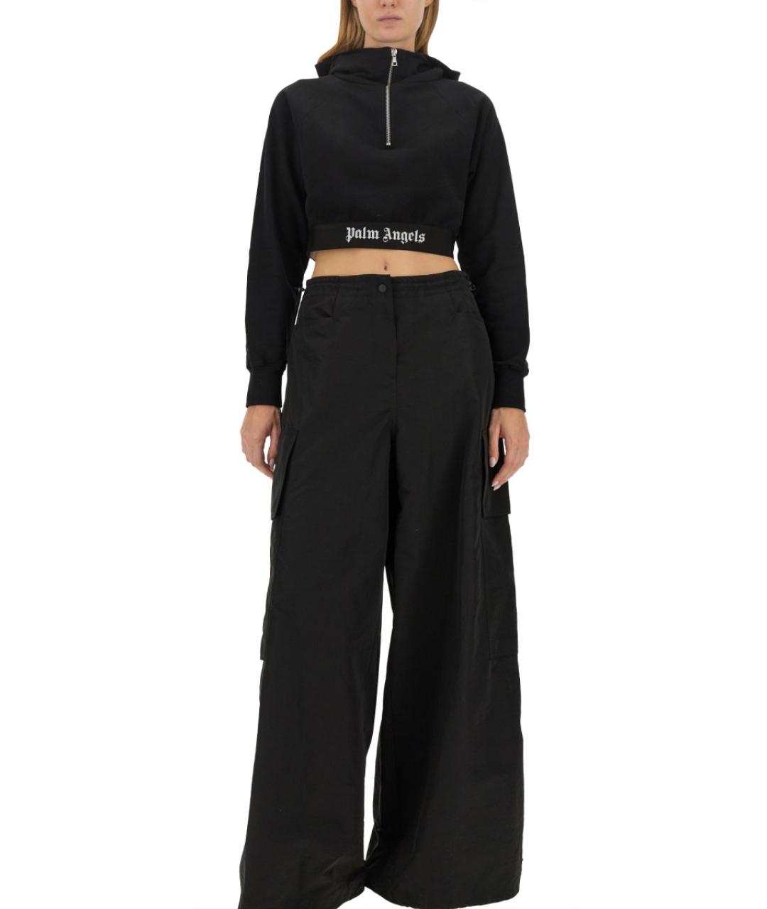 PALM ANGELS Черные полиэстеровые прямые брюки, фото 2