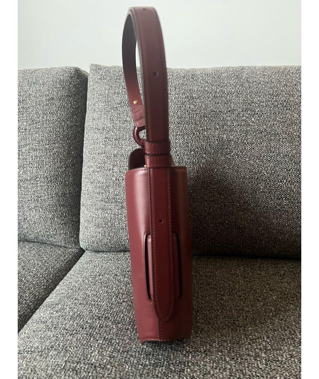 POLENE Бордовая кожаная сумка с короткими ручками, фото 8