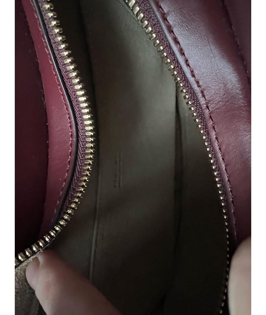 POLENE Бордовая кожаная сумка с короткими ручками, фото 6