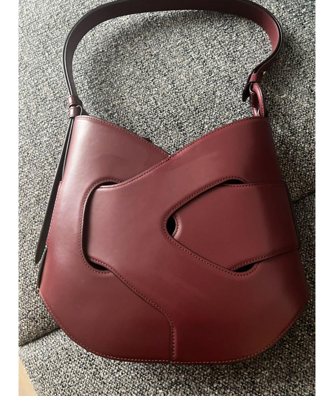 POLENE Бордовая кожаная сумка с короткими ручками, фото 4