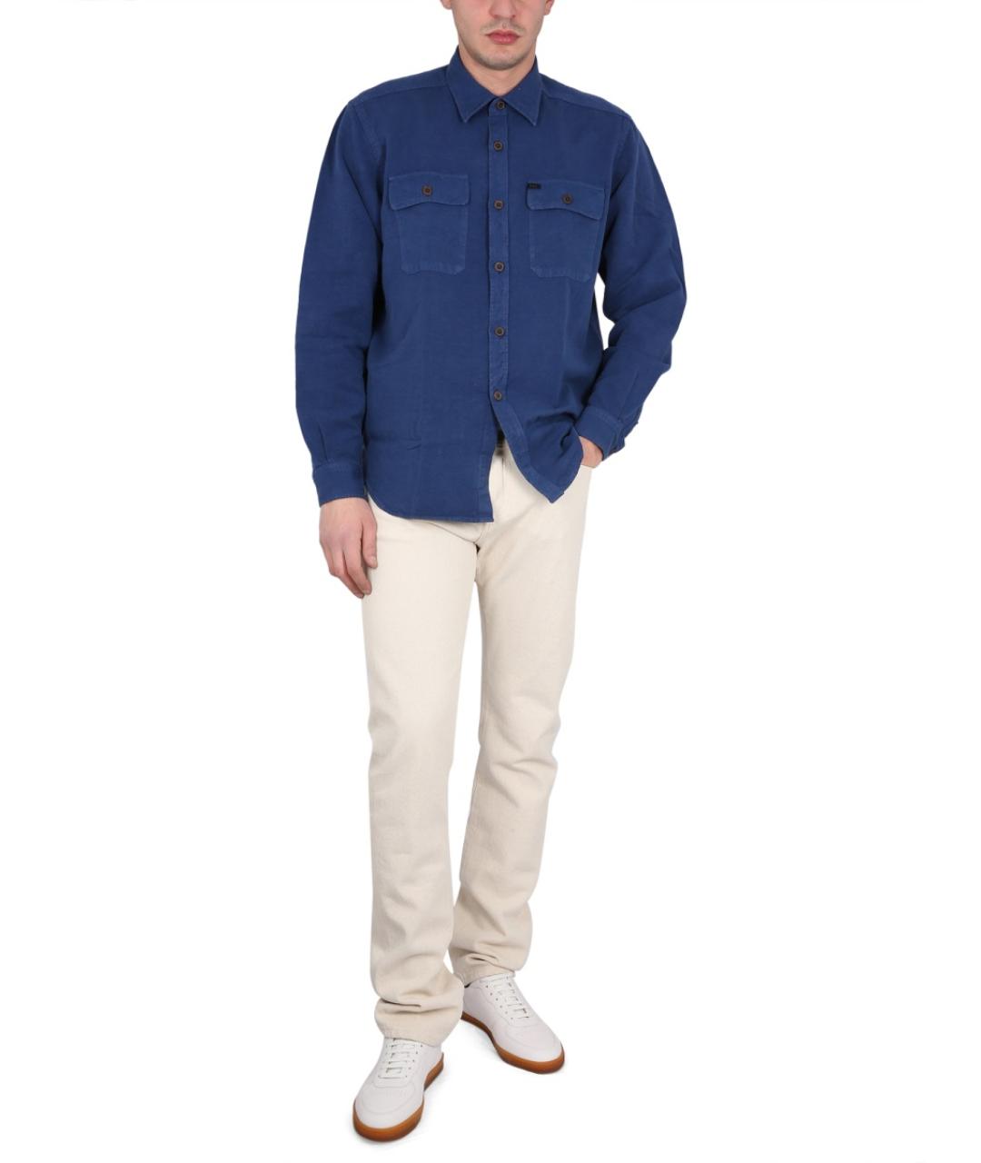 FAY Синяя хлопковая кэжуал рубашка, фото 2