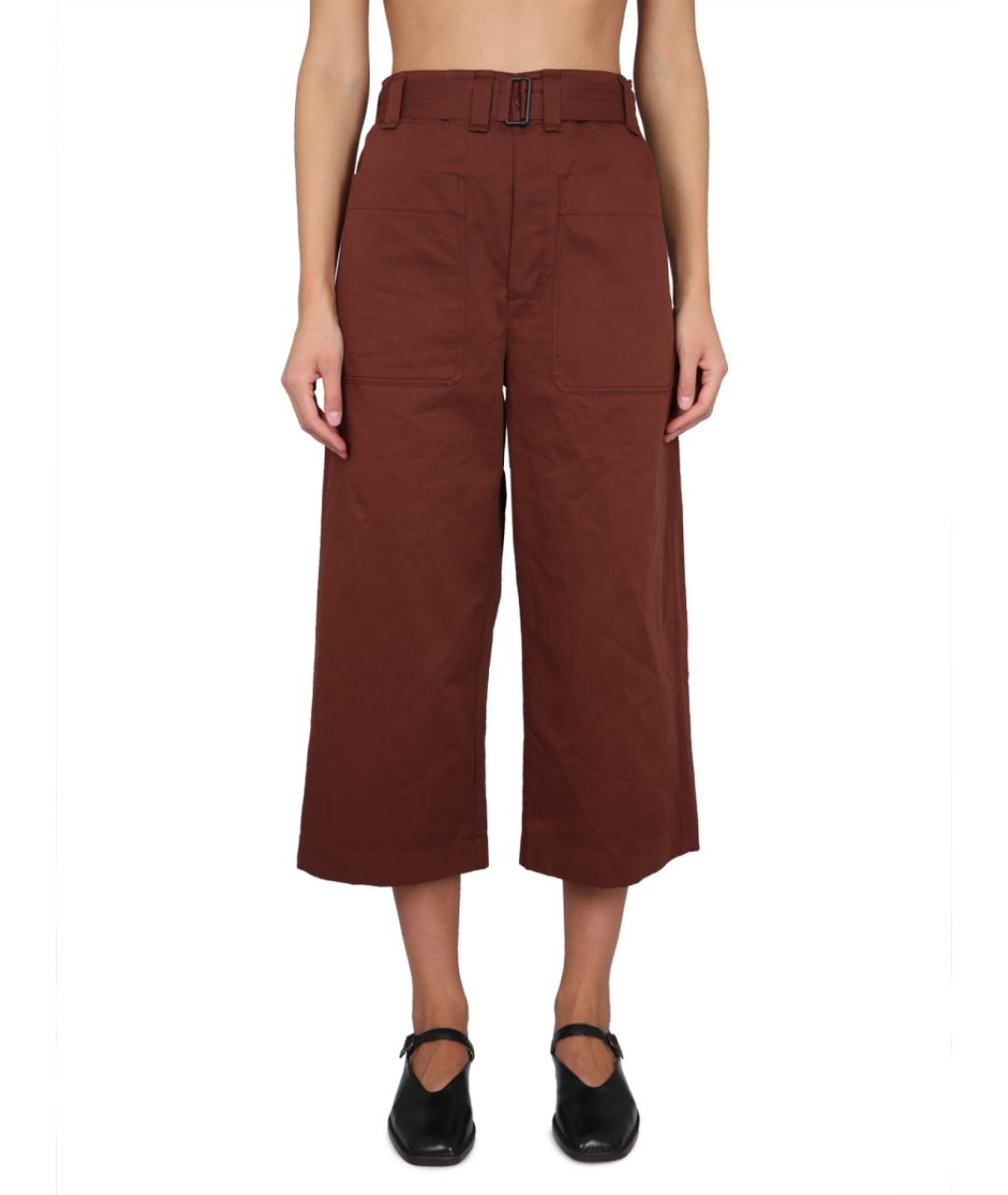 LEMAIRE Коричневые хлопковые прямые брюки, фото 5