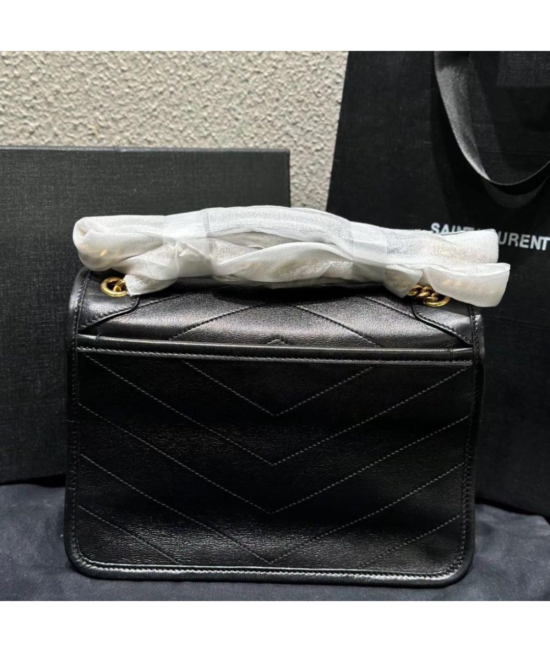 SAINT LAURENT Черная кожаная сумка через плечо, фото 3