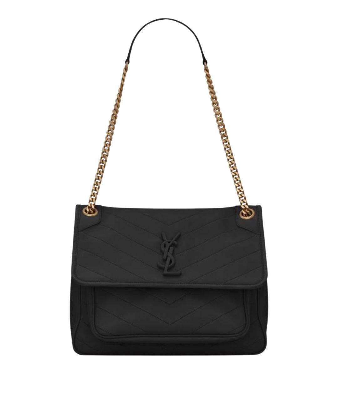 SAINT LAURENT Черная кожаная сумка через плечо, фото 1