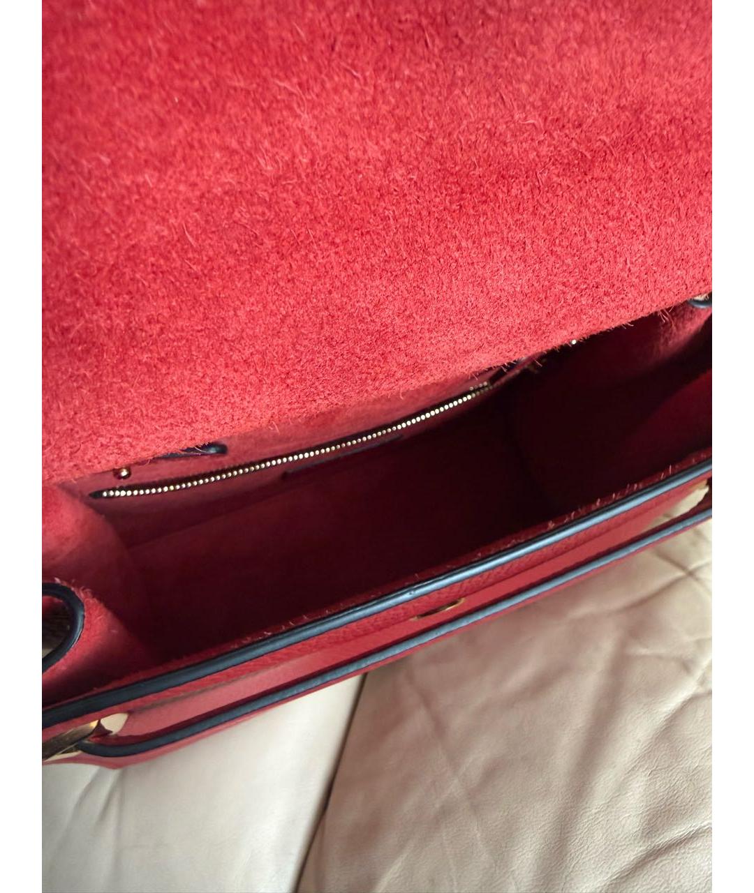 VALENTINO Красная кожаная сумка с короткими ручками, фото 6
