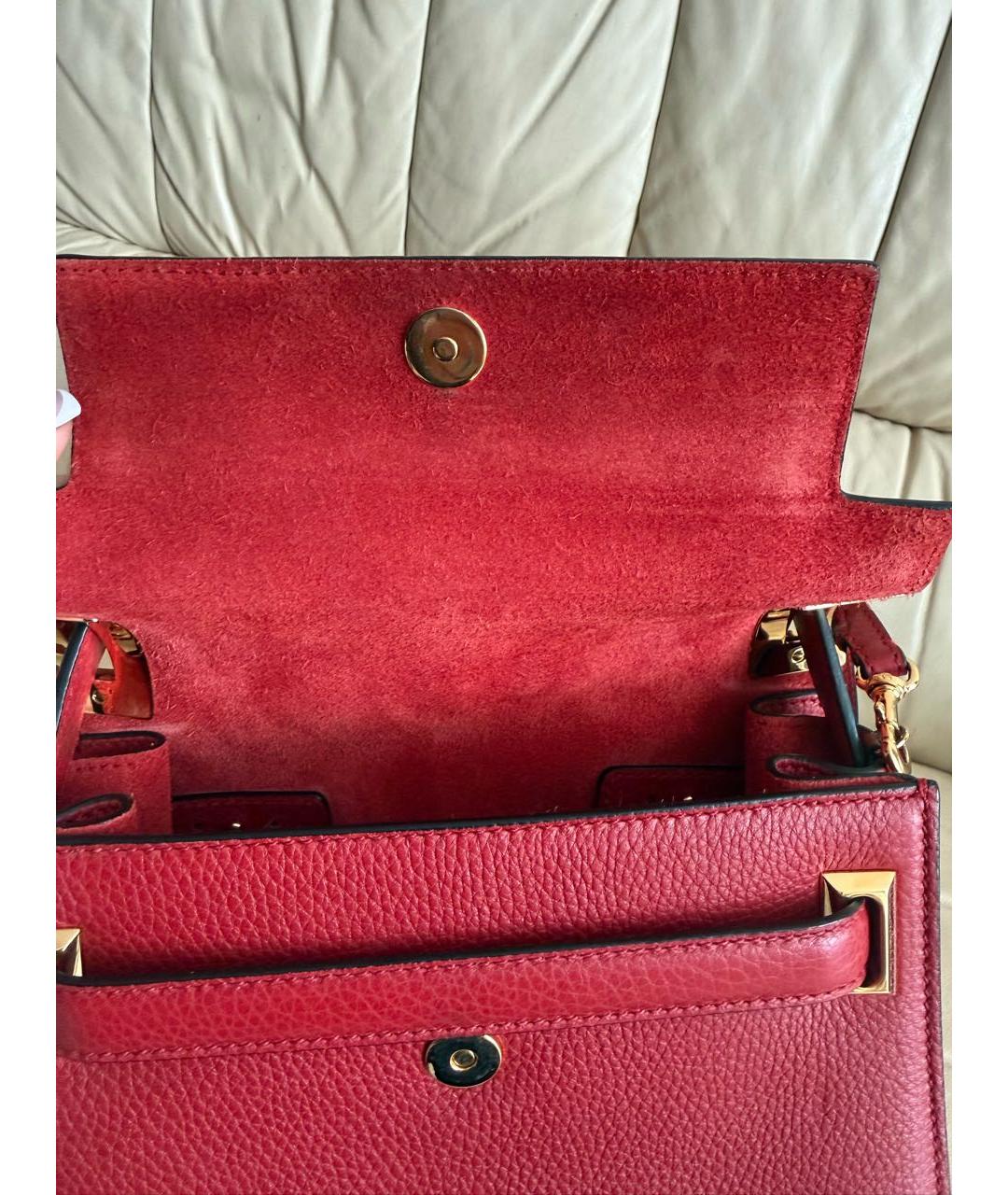 VALENTINO Красная кожаная сумка с короткими ручками, фото 5
