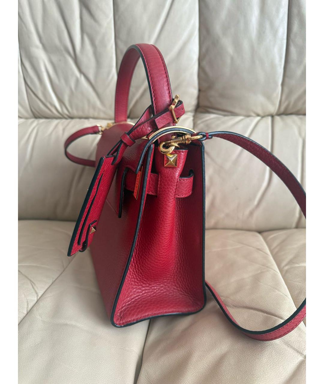 VALENTINO Красная кожаная сумка с короткими ручками, фото 3