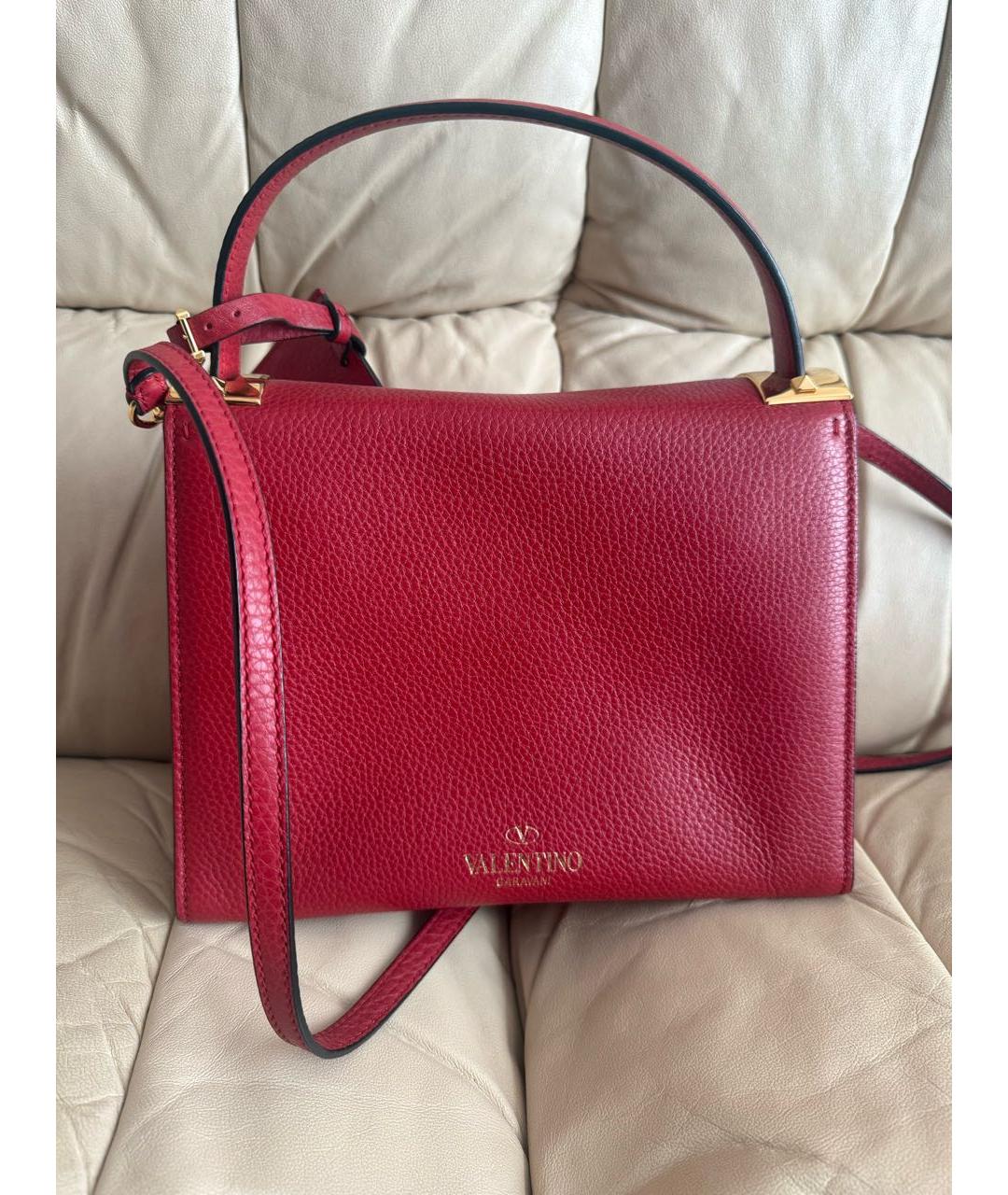 VALENTINO Красная кожаная сумка с короткими ручками, фото 2