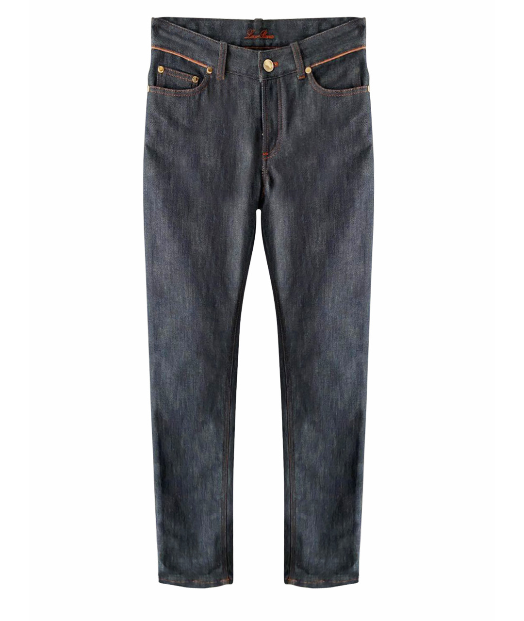 LORO PIANA Темно-синие хлопко-полиэстеровые прямые джинсы, фото 1
