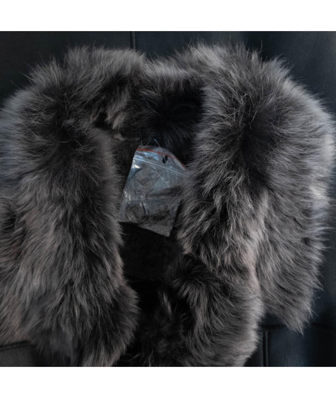 ARMANI COLLEZIONI Черная кожаная дубленка/шуба, фото 3