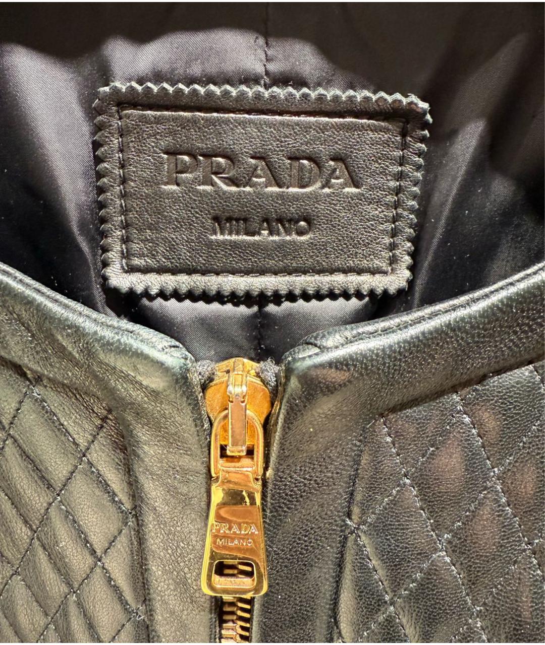 PRADA Черная кожаная куртка, фото 4