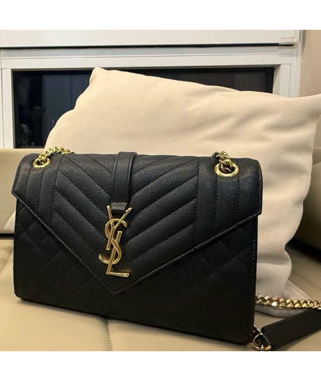 SAINT LAURENT Черная кожаная сумка через плечо, фото 2