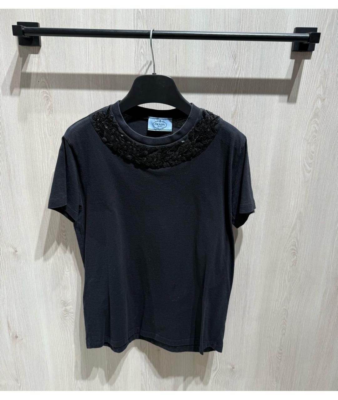 PRADA Черная хлопковая футболка, фото 7