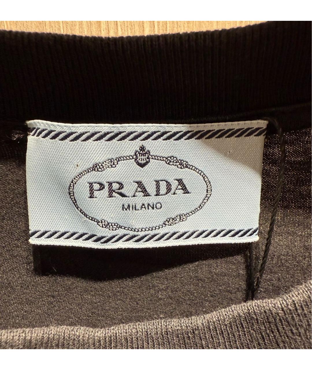 PRADA Черная хлопковая футболка, фото 3