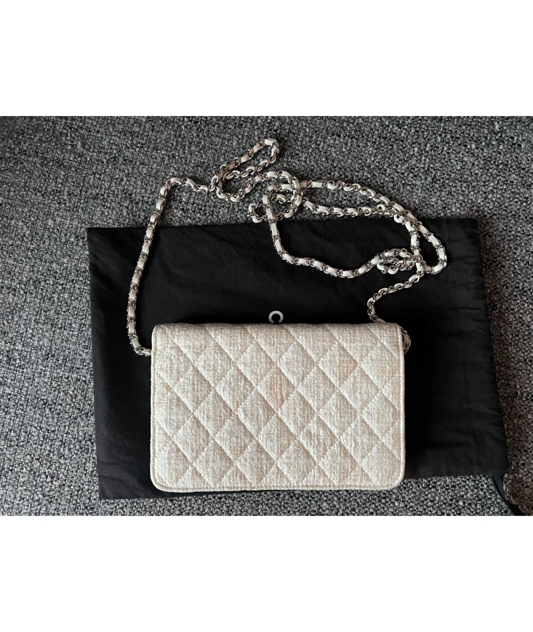 CHANEL Бежевая твидовая сумка через плечо, фото 4