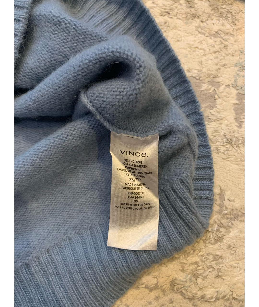 VINCE Голубой кашемировый джемпер / свитер, фото 4
