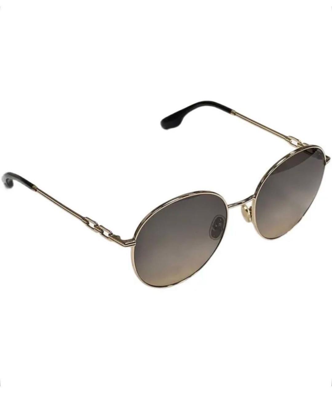 VICTORIA BECKHAM Золотые металлические солнцезащитные очки, фото 1